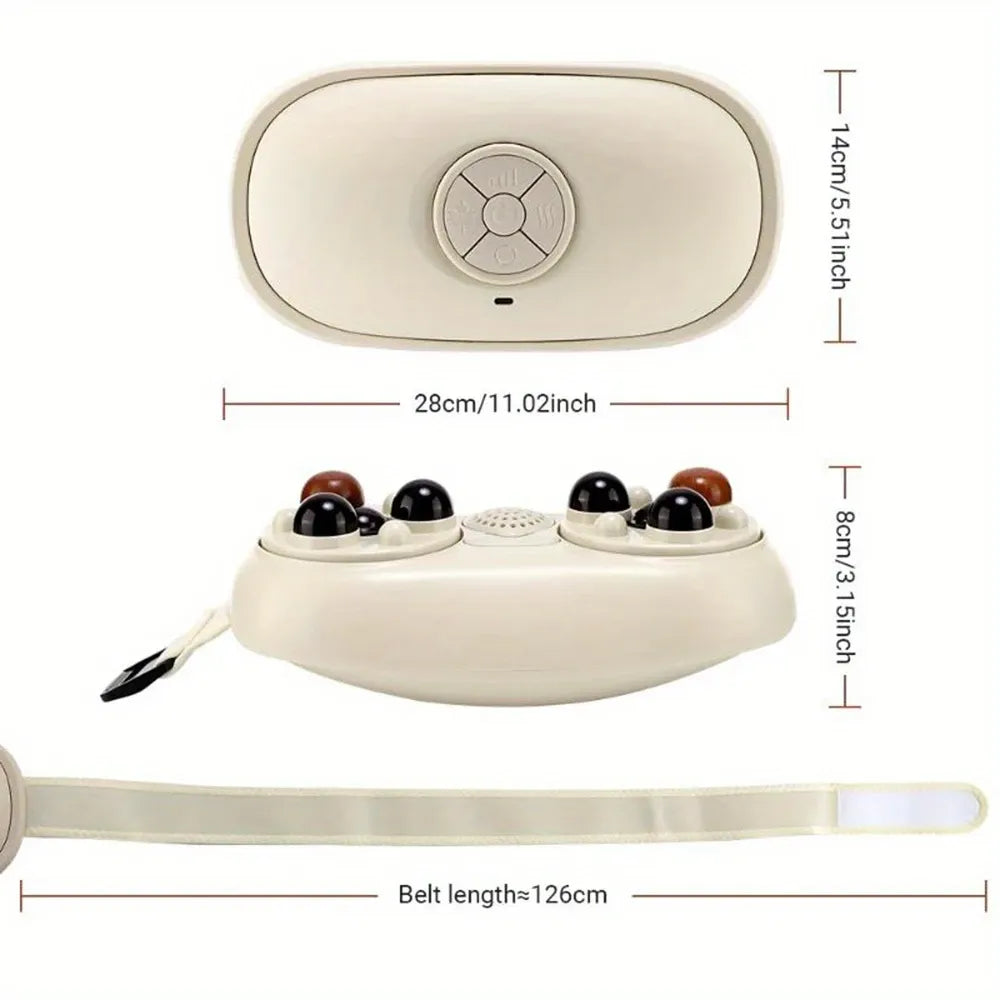 Smart Heating Abdominal Massager with Red Light & Moxa Therapy, 3 Intensity Levels, Forward/Reverse Kneading, for Waist Belly Back, Great Gift & Personal Use