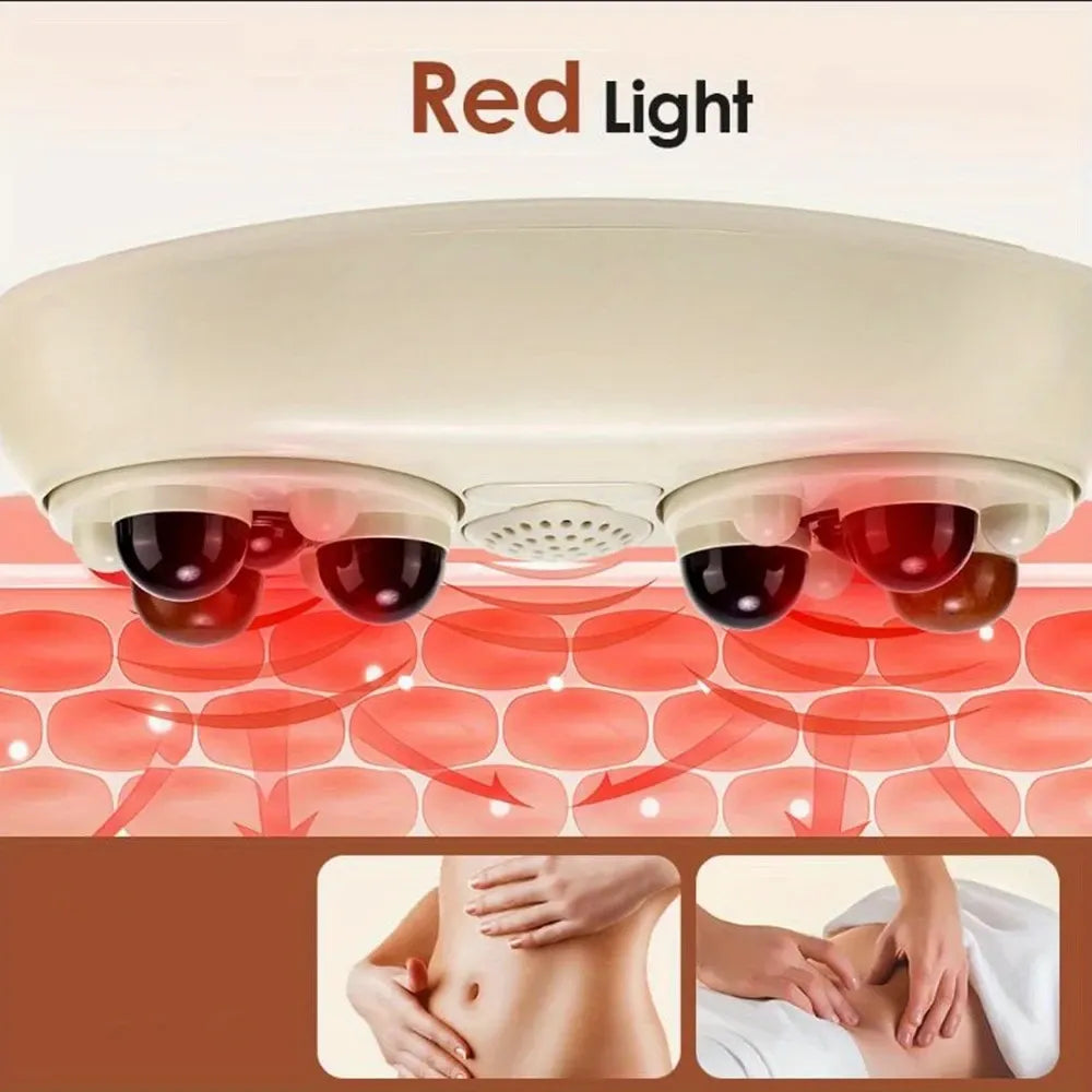 Smart Heating Abdominal Massager with Red Light & Moxa Therapy, 3 Intensity Levels, Forward/Reverse Kneading, for Waist Belly Back, Great Gift & Personal Use
