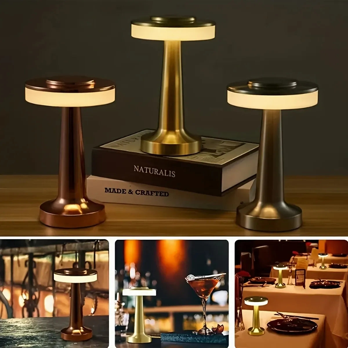 Restaurant, Bar & Cafe Ambiance Light: Luxury Metal Wireless Lamp, Touch Dimming, A Stylish Choice（bronze）