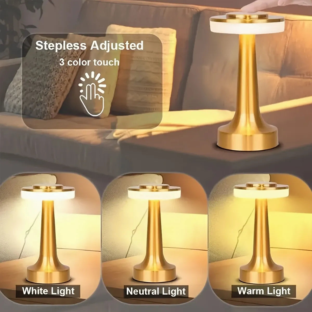 Restaurant, Bar & Cafe Ambiance Light: Luxury Metal Wireless Lamp, Touch Dimming, A Stylish Choice（bronze）
