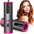 Automatic Hair Curler, Cordless Rechargeable Curling Iron with 6 Temp & Timer, Anti-Scald Portable Hair Curler for Travel(white )