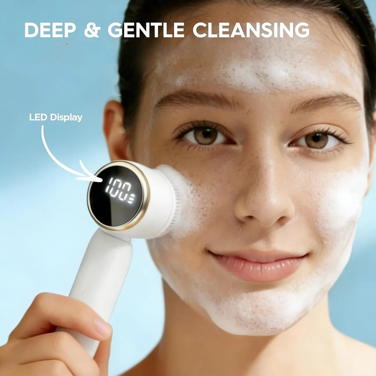 6-in-1 Electric Facial Cleanser, 3-Speed, LED Display（pink）