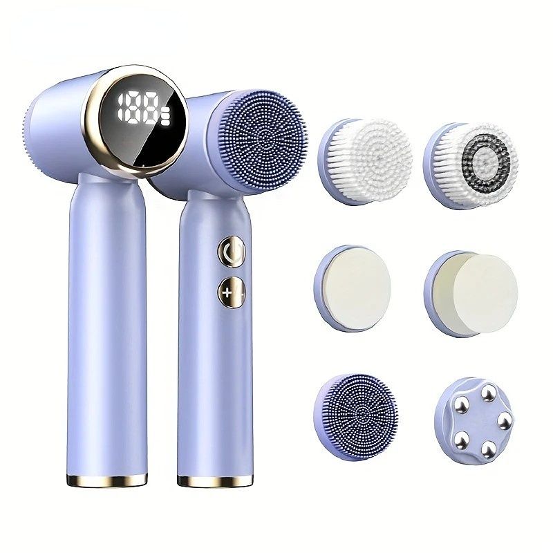6-in-1 Electric Facial Cleanser, 3-Speed, LED Display(green)