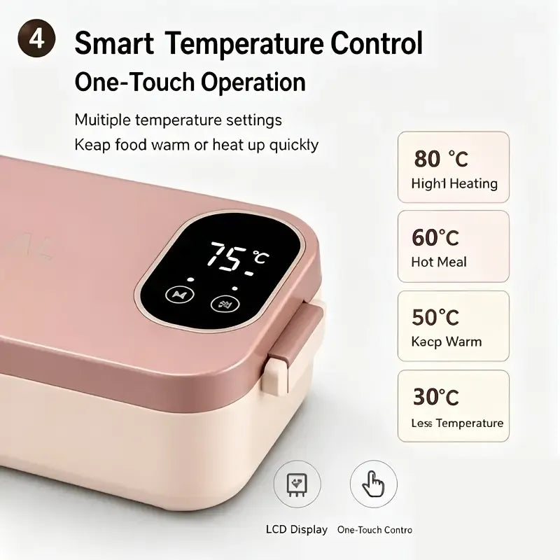 900ml Cordless Electric Heating Lunch Box, 7200mAh Battery, Grey Colour
