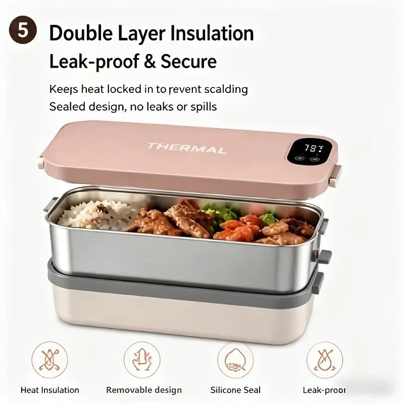 900ml Cordless Electric Heating Lunch Box, 7200mAh Battery, Grey Colour