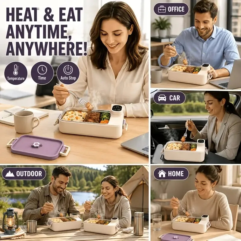 900ml Cordless Electric Heating Lunch Box, 7200mAh Battery, Grey Colour