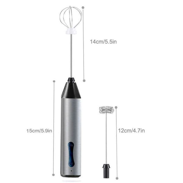 Electric Milk Frother Egg Beater 2-in-1 Type-C Charging Aluminum Alloy Body Dual Interchangeable Heads 1200mAh Coffee Foamer Mixer
