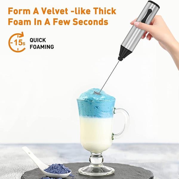 Electric Milk Frother Egg Beater 2-in-1 Type-C Charging Aluminum Alloy Body Dual Interchangeable Heads 1200mAh Coffee Foamer Mixer