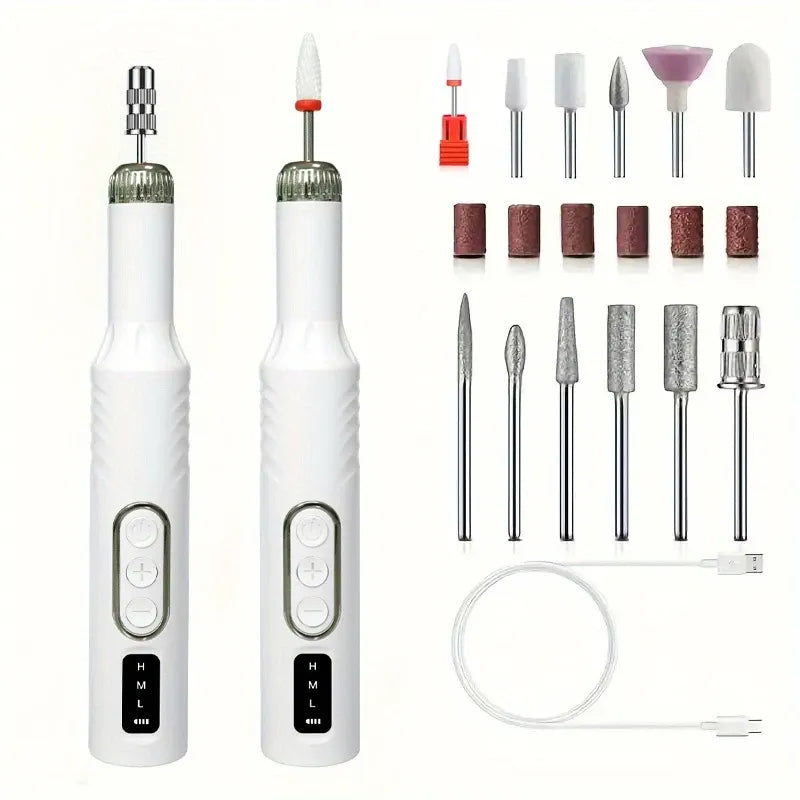 Multi-Functional Nail Drill, 3-Speed, Gentle Gel Removal（WHITE）