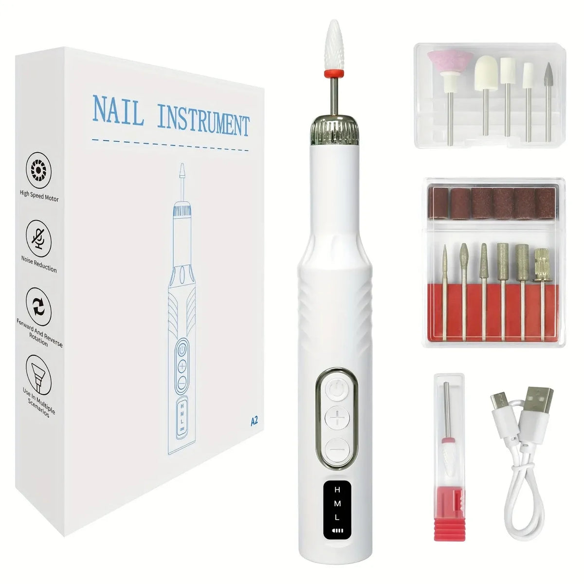 Multi-Functional Nail Drill, 3-Speed, Gentle Gel Removal(grey)