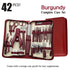 42-Piece Stainless Steel Manicure & Pedicure Set | Sharp & Rust-Resistant | Classic Leather Case, Perfect for Thick Toenails, Ideal Gift for Men & Women/wine red
