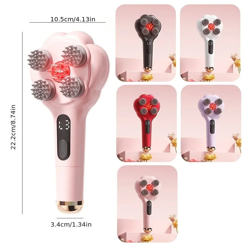 Cat Paw Full-Body Massage Comb, Multi-Level Microcurrent + Red Light, Detachable & Washable, Stress Relief for Office & Students(pink)