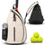 Tennis & Pickleball Dual-Use Sling Bag, Multi-pocket Portable Sports Racket Bag（beige）