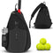 Tennis & Pickleball Dual-Use Sling Bag, Multi-pocket Portable Sports Racket Bag(black)
