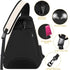 Tennis & Pickleball Dual-Use Sling Bag, Multi-pocket Portable Sports Racket Bag(black)