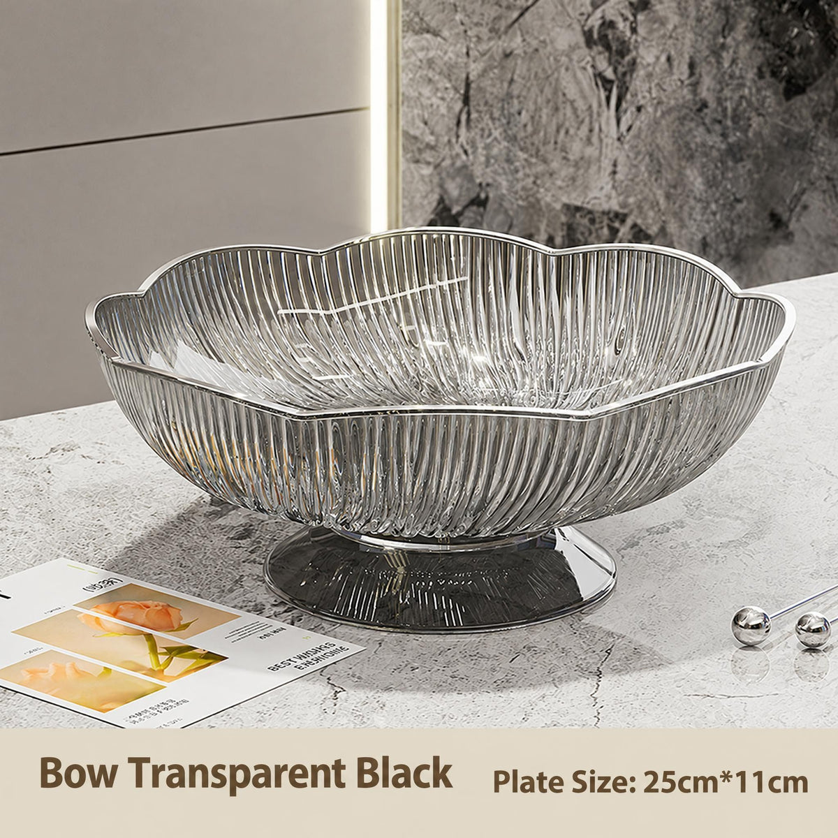 Light Luxury Floral Drainage Fruit Bowl, Petal-Shaped Pedestal Serving Tray, Large Capacity Snack & Home Décor(Light and luxurious white)