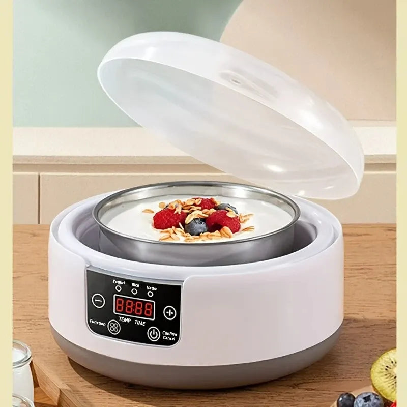 Multifunctional Yogurt Machine Intelligent Constant Temperature Fermentation Food Grade Stainless Steel Space Saving Kitchen(1.2L mechanical version +304 steel liner)