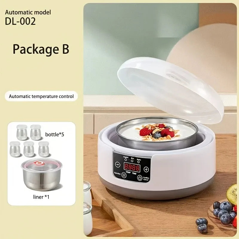 Multifunctional Yogurt Machine Intelligent Constant Temperature Fermentation Food Grade Stainless Steel Space Saving Kitchen(1.2L mechanical version +304 steel liner)