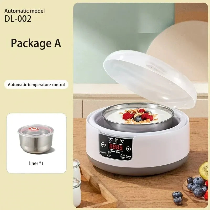 Multifunctional Yogurt Machine Intelligent Constant Temperature Fermentation Food Grade Stainless Steel Space Saving Kitchen(1.2L mechanical version +304 steel liner)