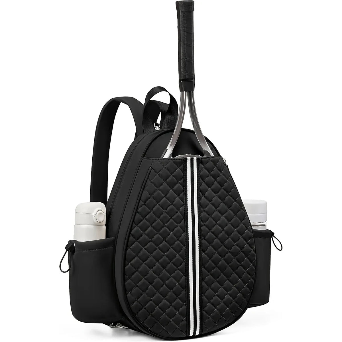 Tennis/Badminton/Squash Multi-Functional Backpack, 3-Way Carrying & Hidden Hook, Perfect for Court & Commute(BLACK)