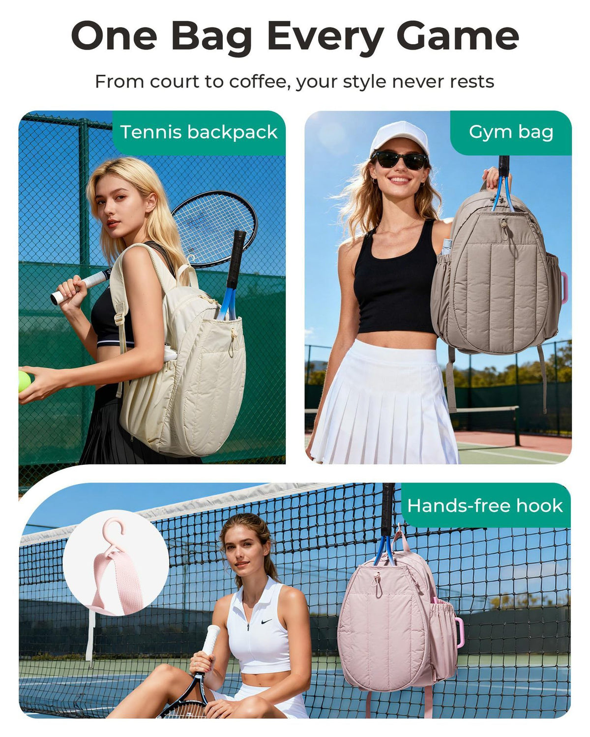 Versatile Tennis Backpack: 20L Large Capacity, Separate Shoe Compartment, All-in-One for Commuting & Training 🎾（BLACK）