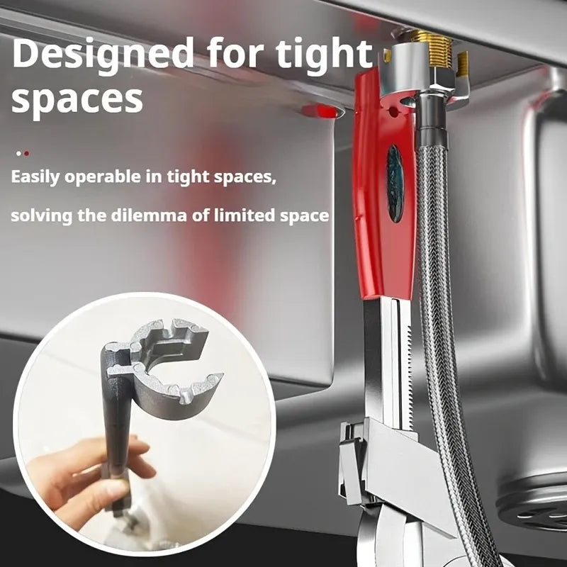 Heavy Duty Plumbing Wrench, 80mm Jaw, ABS Handle, Ideal for Narrow Areas(RED Insert card installation)