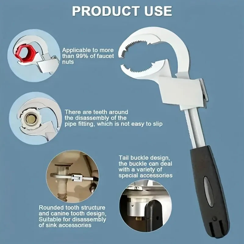 Heavy Duty Plumbing Wrench, 80mm Jaw, ABS Handle, Ideal for Narrow Areas(RED Insert card installation)