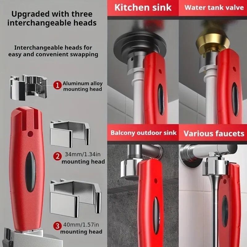 Heavy Duty Plumbing Wrench, 80mm Jaw, ABS Handle, Ideal for Narrow Areas(RED Insert card installation)