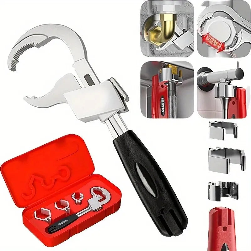 Heavy Duty Plumbing Wrench, 80mm Jaw, ABS Handle, Ideal for Narrow Areas(RED Insert card installation)