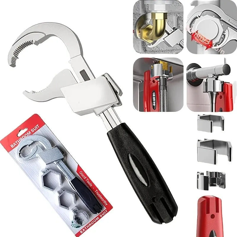 Heavy Duty Plumbing Wrench, 80mm Jaw, ABS Handle, Ideal for Narrow Areas(RED Insert card installation)