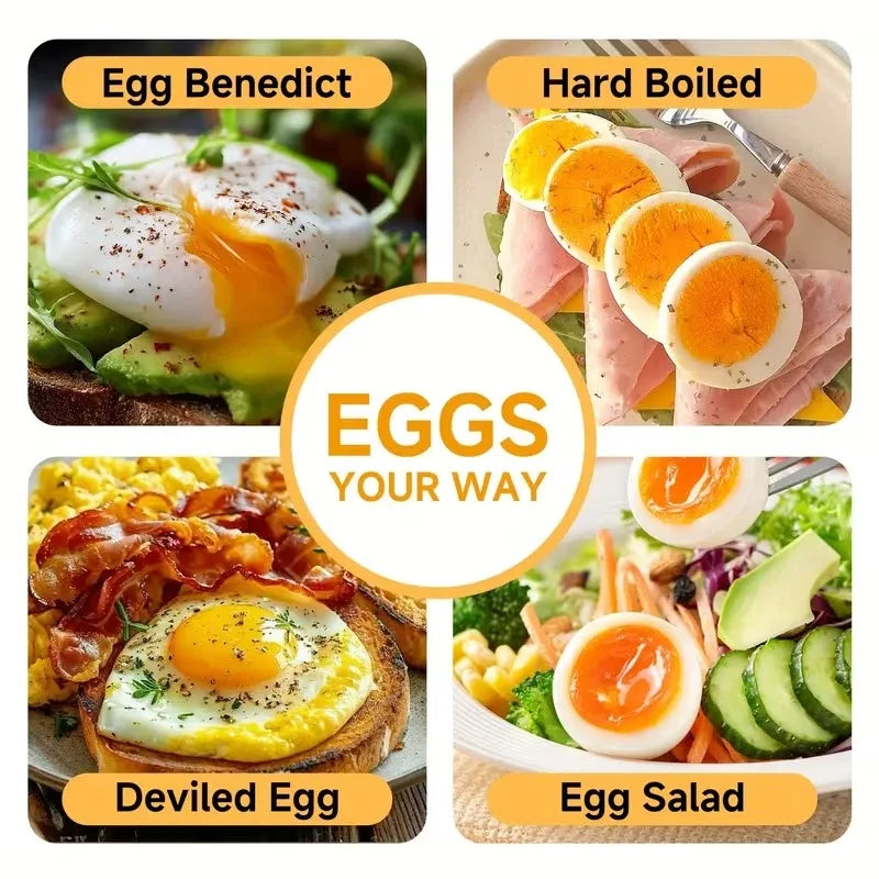 Multifunctional Stainless Steel Egg Cooker, 6-Egg Capacity, with Timer