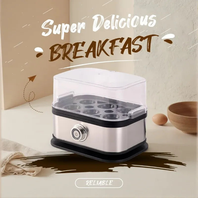 Multifunctional Stainless Steel Egg Cooker, 6-Egg Capacity, with Timer