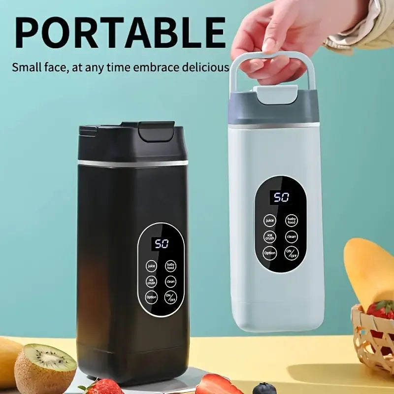 12-Blade Dual Motor Portable Blender, Type-C Charging, 23cm Tall, Black
