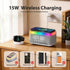 Alarm Clock 15W Wireless Charger Bluetooth Speaker FM Radio White Noise RGB Grey