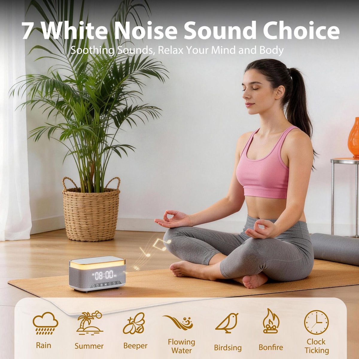 Alarm Clock 15W Wireless Charger Bluetooth Speaker FM Radio White Noise RGB Grey