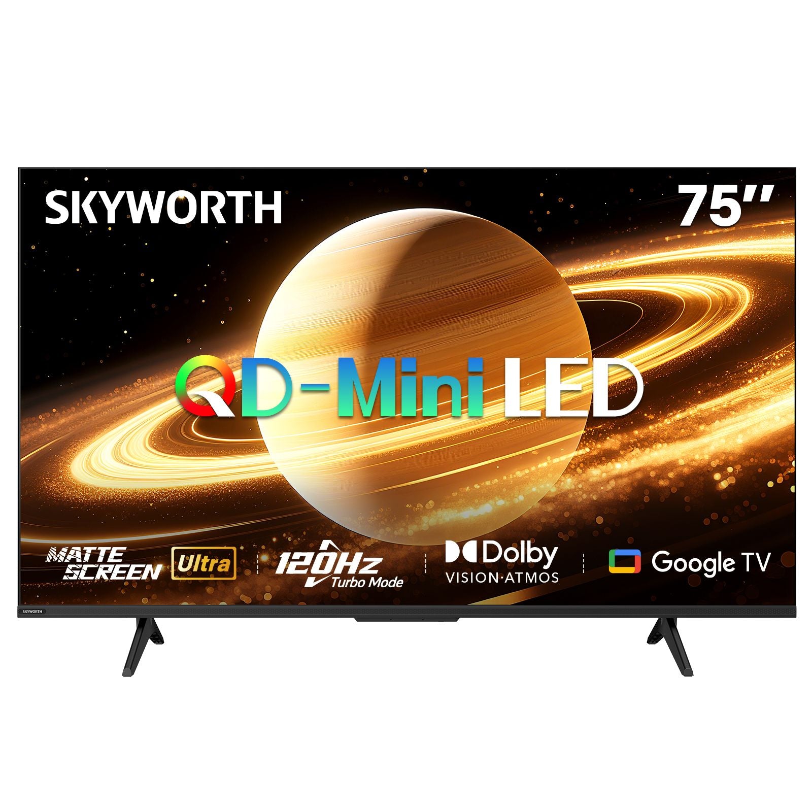 SKYWORTH 75X6600H QD-Mini LED 4K Smart TV, Matte Anti-Glare Display, 120Hz Turbo Mode, AI 4K Upscaling, AI Color Enhancement，Google TV, Dolby Atmos+Dolby Vision, 30W Speakers，HDMI2.1