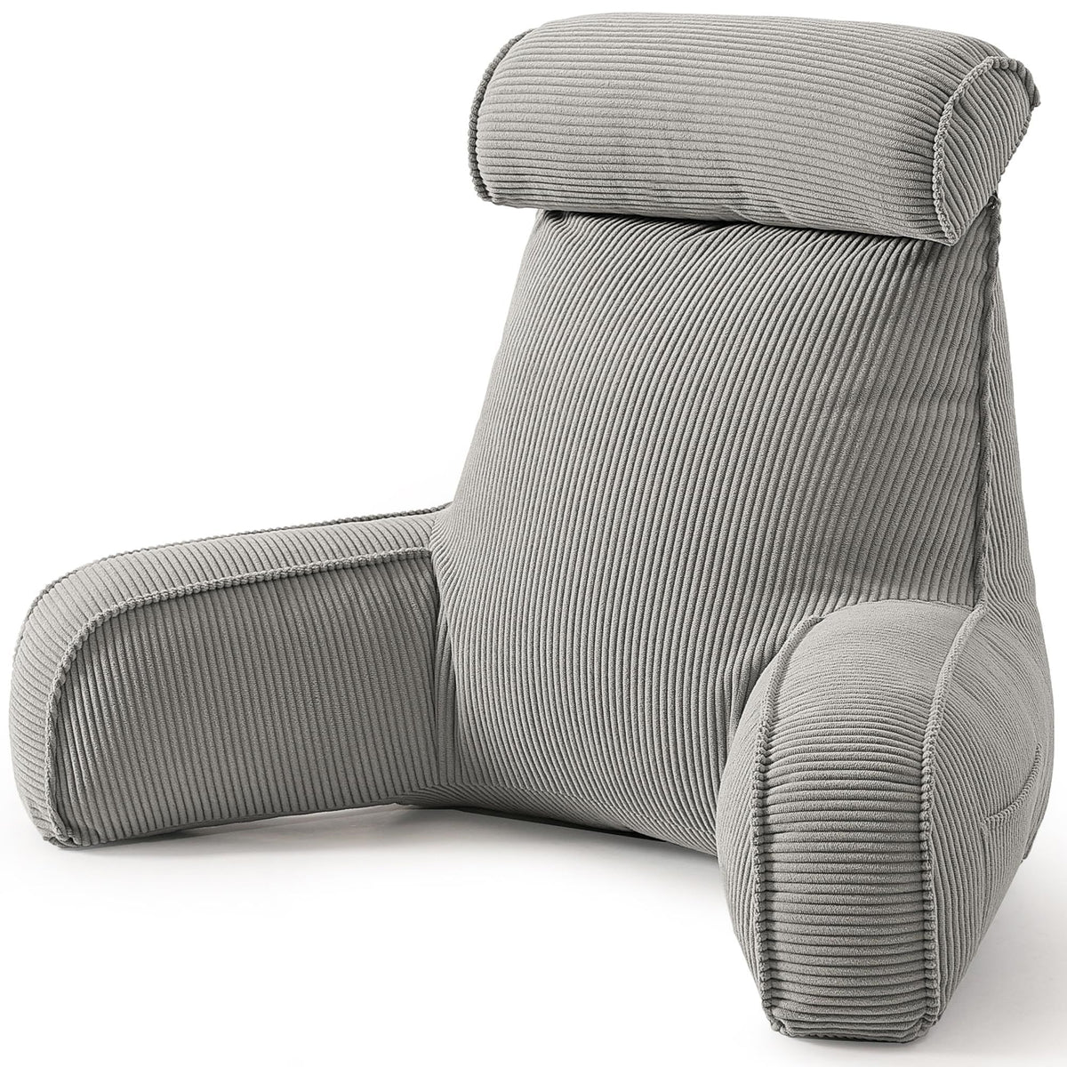 Comfortable Reading Pillow with Armrests for Bed & Sofa Relaxation, Gaming, and Lazy Days, 80*40*60cm (light gray)