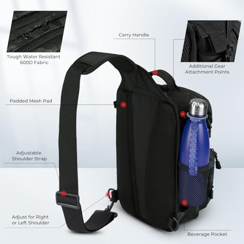 Sling Fishing Bag For Adventure Anglers - Ideal For Hiking, Kayaking, Fishing Trips (Dark Camouflage Black)
