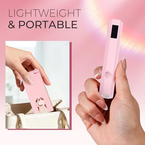 Portable UV Nail Lamp for At-Home Gel Polish Curing, Manicure & Pedicure On-the-Go (Pink)