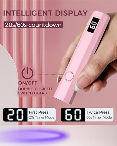 Portable Handheld UV Nail Lamp for Quick Gel Nail Polish Curing On-The-Go (pink)