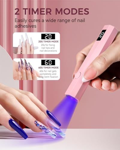 Portable Handheld UV Nail Lamp for Quick Gel Nail Polish Curing On-The-Go (pink)