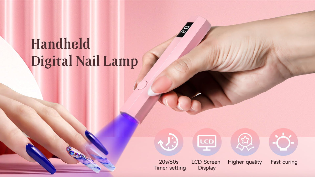 Portable Handheld UV Nail Lamp for Quick Gel Nail Polish Curing On-The-Go (pink)