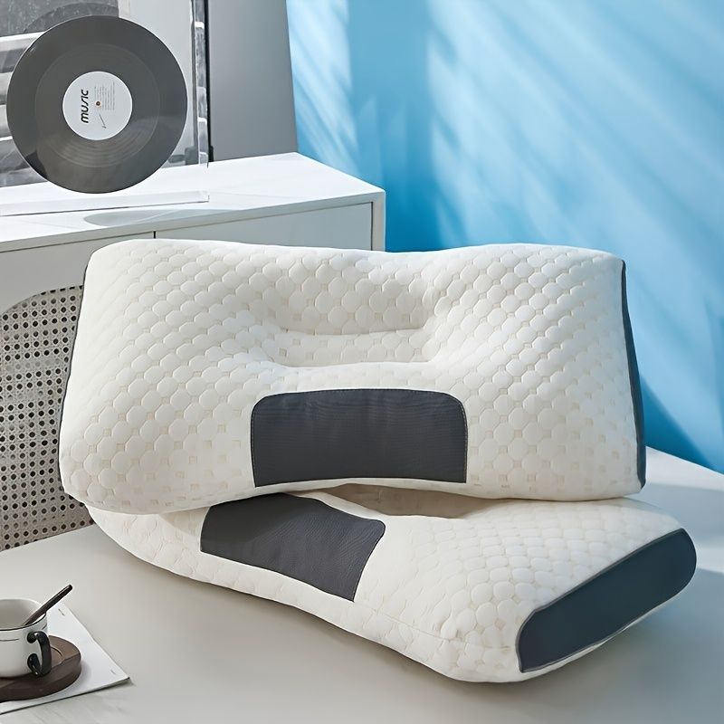 Ergonomic Pillow Memory Foam Pillow Neck Support Pillow Cooling Pillow - black and white - Size 48-74