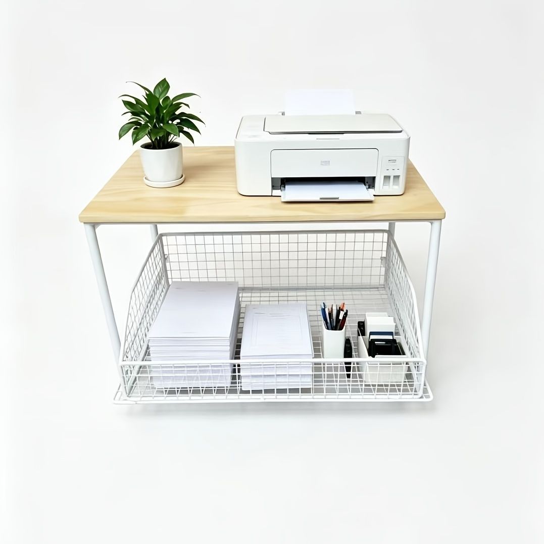 Kitchen Countertop Organizer Metal Drawer Storage Solid Hardwood Organizer - White - Size 01