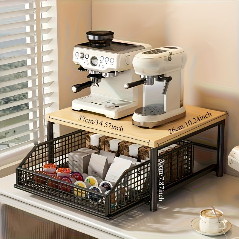 Kitchen Countertop Organizer Metal Drawer Storage Solid Hardwood Organizer - White - Size 01