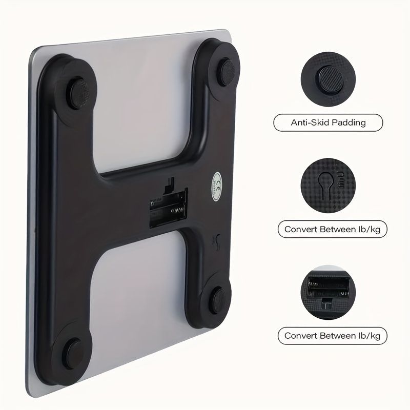 Digital Bathroom Scale Smart Scale Accurate Weight Scale High Capacity Scale - Black - Size 01
