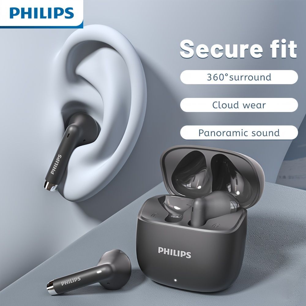 Philips Wireless Earbuds Lossless Sound Lightweight Earbuds Durable Earbuds - Black - Size 01