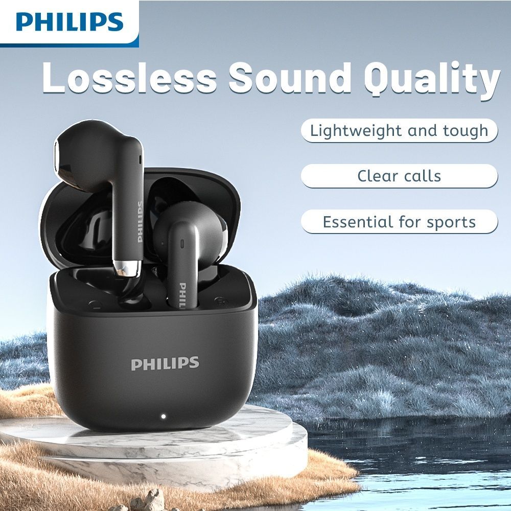 Philips Wireless Earbuds Lossless Sound Lightweight Earbuds Durable Earbuds - Black - Size 01