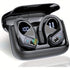 Sports Wireless Earbuds Running Ear-Hooks Pure Bass Earphones Dual LED Display - Black - Size 01