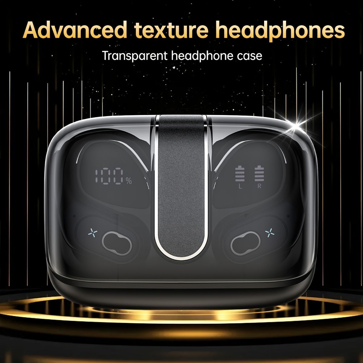 Sports Wireless Earbuds Running Ear-Hooks Pure Bass Earphones Dual LED Display - Rose gold - Size 01